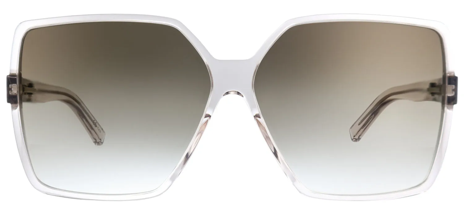 Saint Laurent SL 232Betty 005 Square Acetate Clear Sunglasses with Brown Gradient Lens sold by Gaffos