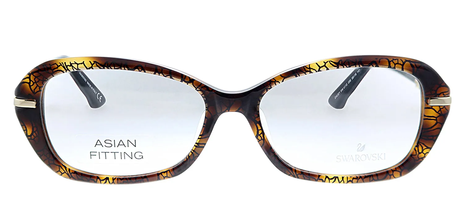 Swarovski SK 4110 056 Square Plastic Havana Eyeglasses with Logo Stamped Demo Lenses sold by Gaffos