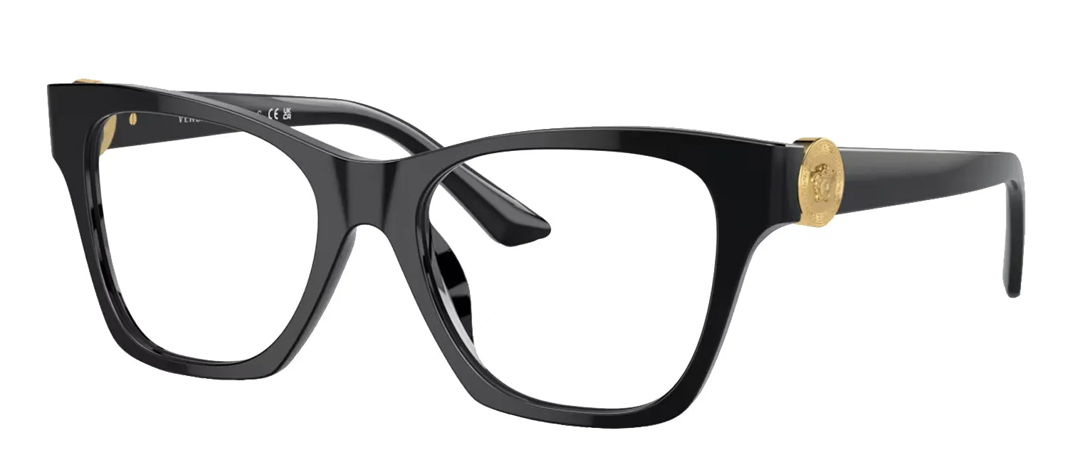 Versace VE 3341U GB1 Cat-Eye Plastic Black Eyeglasses with Logo Stamped Demo Lenses sold by Gaffos product image thumbnail 2