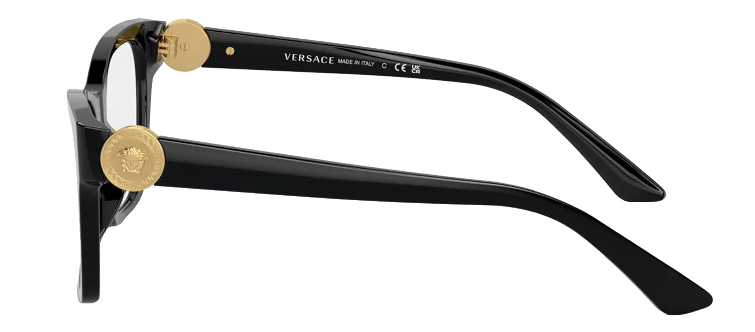 Versace VE 3341U GB1 Cat-Eye Plastic Black Eyeglasses with Logo Stamped Demo Lenses sold by Gaffos product image thumbnail 3