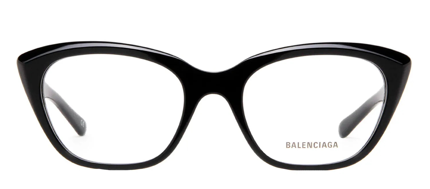 Balenciaga BB 0219O 001 Cat-Eye Plastic Black Eyeglasses with Logo Stamped Demo Lenses sold by Gaffos