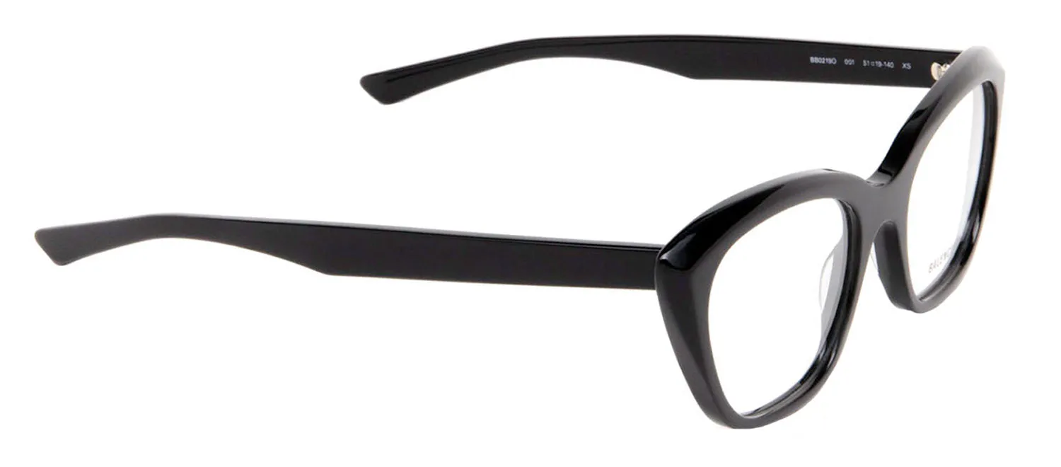 Balenciaga BB 0219O 001 Cat-Eye Plastic Black Eyeglasses with Logo Stamped Demo Lenses sold by Gaffos product image thumbnail 2