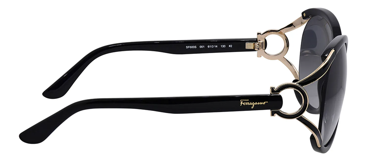 Salvatore Ferragamo SF 600S 001 Oval Plastic Black Sunglasses with Grey Gradient Lens sold by Gaffos product image thumbnail 3