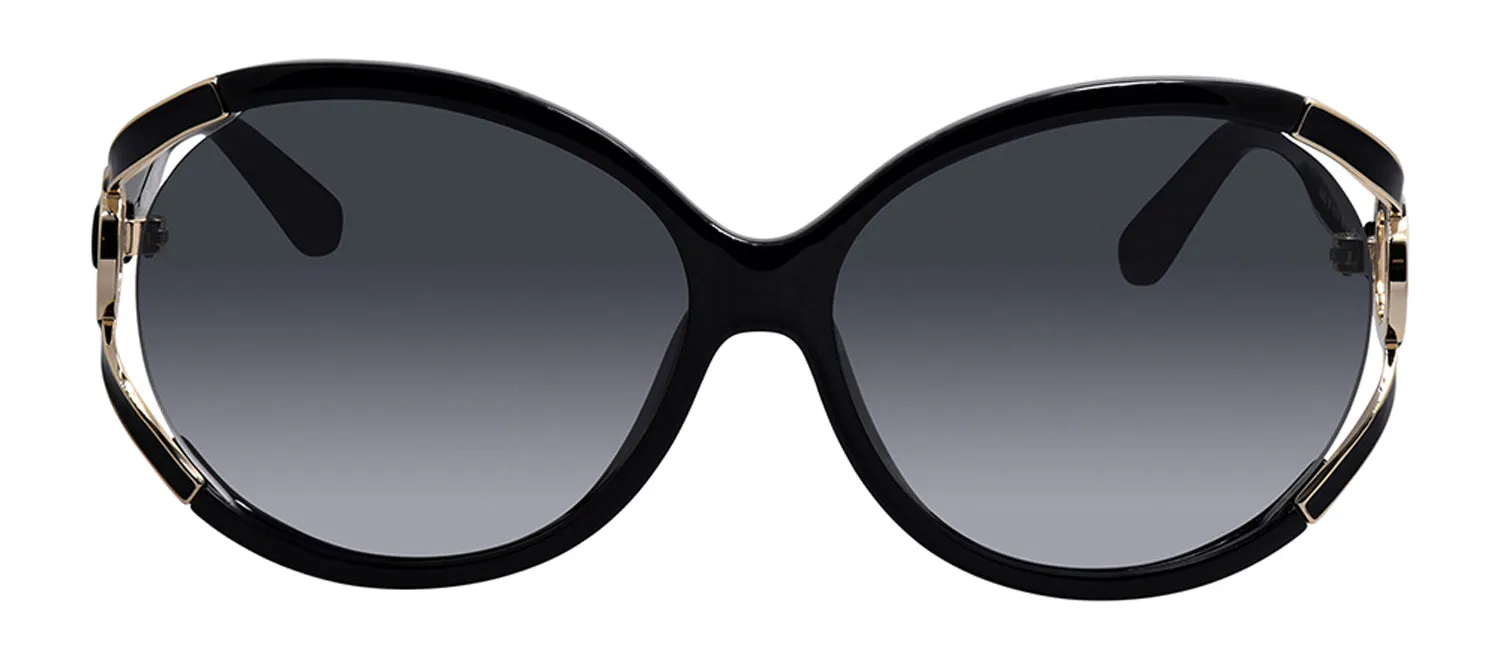 Salvatore Ferragamo SF 600S 001 Oval Plastic Black Sunglasses with Grey Gradient Lens sold by Gaffos