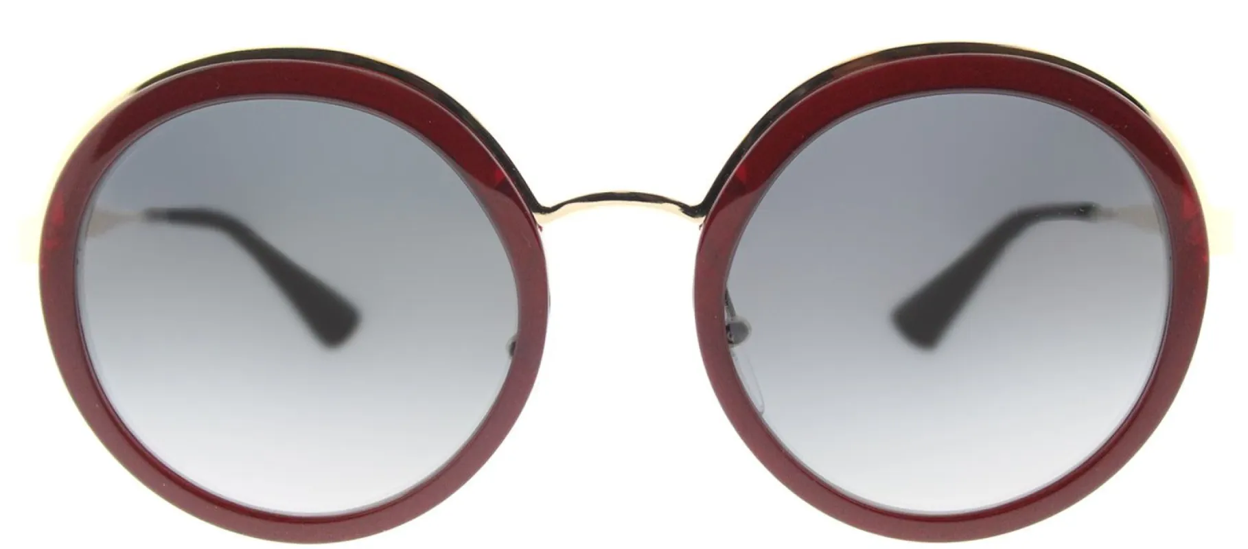 Prada PR 50TS VHW5W1 Round Metal Burgundy/ Red Sunglasses with Grey Gradient Polarized Lens sold by Gaffos