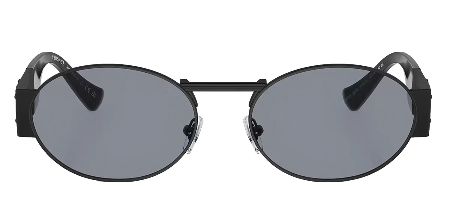 Versace ICONIC VE 2264 1261/1 Oval Metal Black Sunglasses with Grey Lens sold by Gaffos