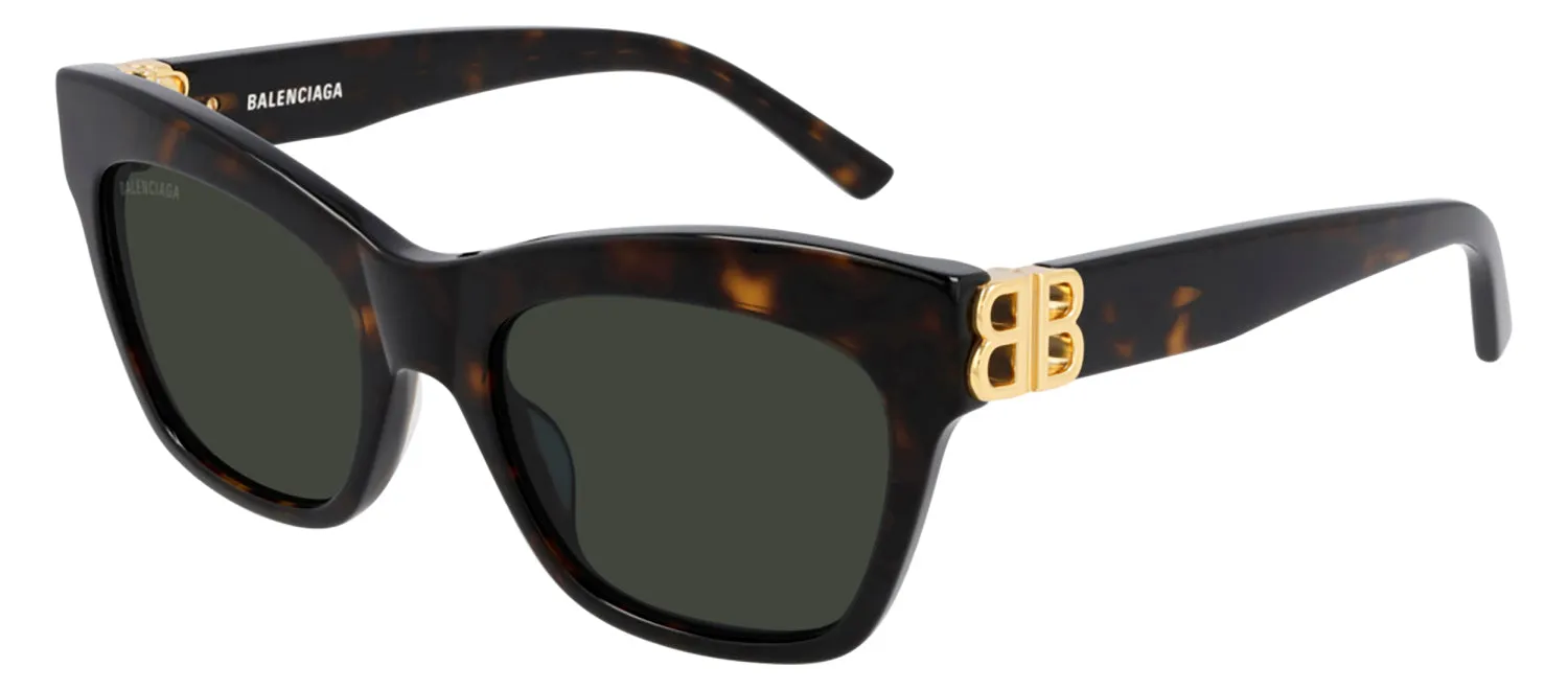 Balenciaga BB 0132S 002 Cat-Eye Acetate Havana Sunglasses with Green Lens sold by Gaffos