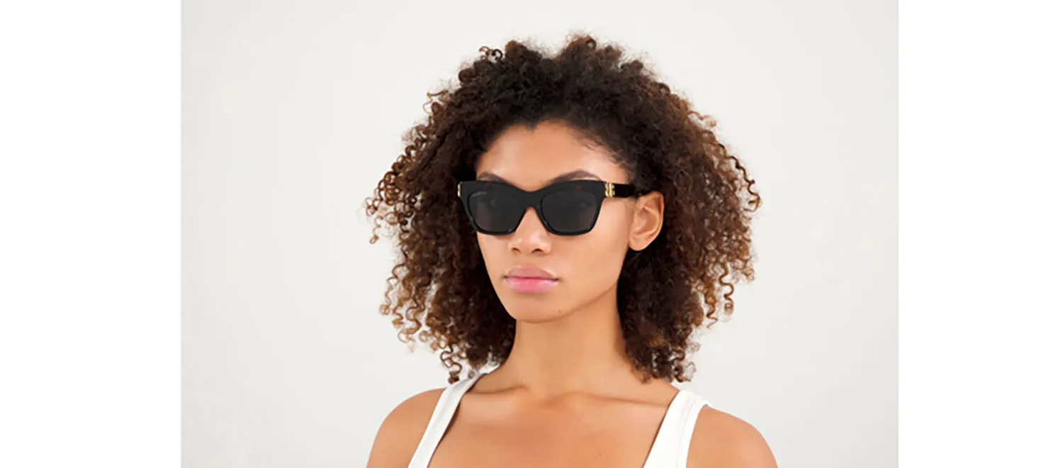 Balenciaga BB 0132S 002 Cat-Eye Acetate Havana Sunglasses with Green Lens sold by Gaffos product image thumbnail 2