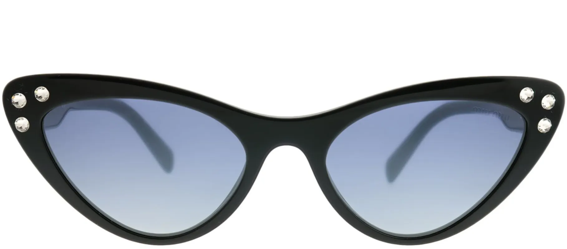 Miu Miu MU 05TS 1AB3A0 Cat-Eye Plastic Black Sunglasses with Blue Mirror Gradient Silver Lens sold by Gaffos
