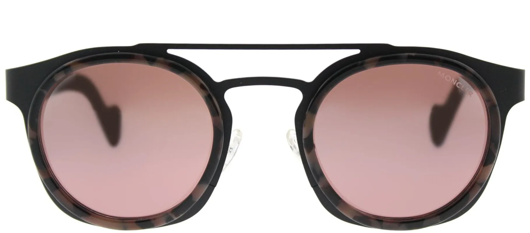 Moncler ML 0022 55U Round Plastic Tortoise/ Havana Sunglasses with Bordeaux Mirror Lens made by Gaffos