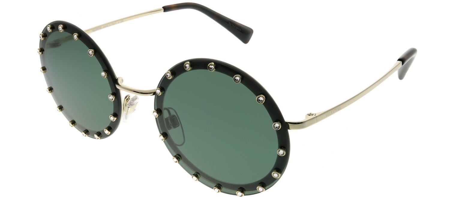 Valentino VA 2010B 300371 Round Metal Gold Sunglasses with Dark Green Lens sold by Gaffos product image thumbnail 2