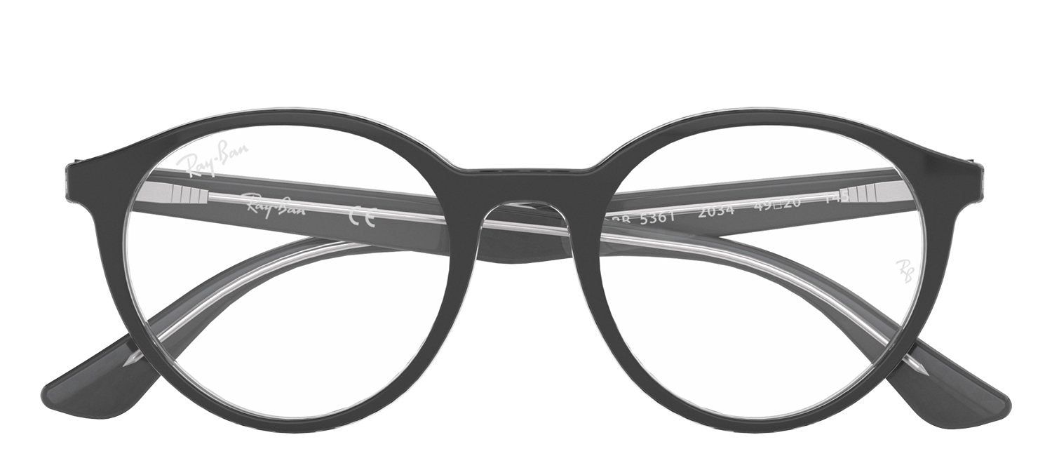 Ray-Ban RX 5361 2034 Round Plastic Black Eyeglasses with Demo Lens sold by Gaffos