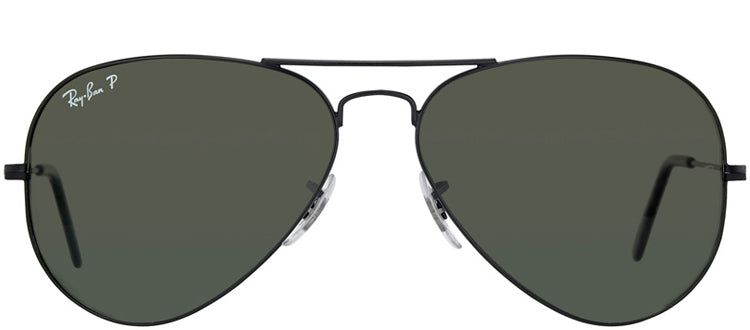 Ray-Ban RB 3025 002/58 Aviator Metal Black Sunglasses with Green Polarized Lens sold by Gaffos
