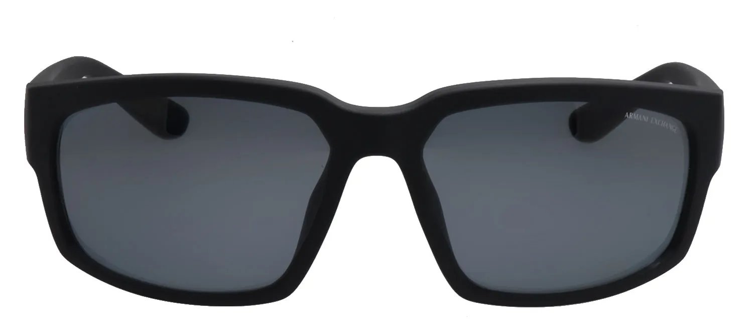 Armani Exchange AX 4142S 807887 Rectangle Plastic Black Sunglasses with Grey Polarized Lens sold by Gaffos