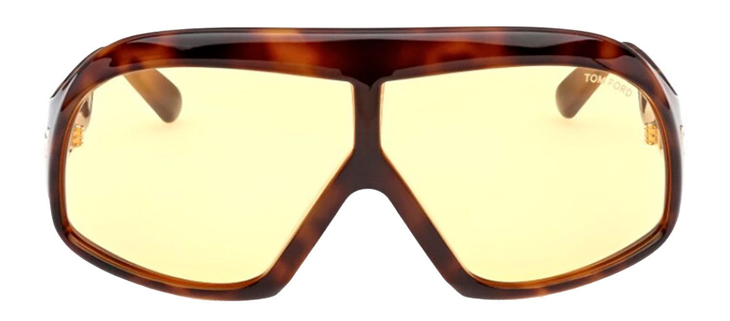 Tom Ford CASSIUS TF 965 52E Shield Plastic Havana Sunglasses with Yellow Lens sold by Gaffos