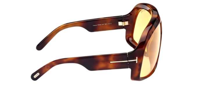 Tom Ford CASSIUS TF 965 52E Shield Plastic Havana Sunglasses with Yellow Lens sold by Gaffos