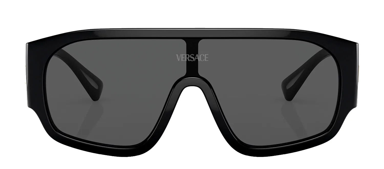 Versace VE 4439 GB1/87 Shield Plastic Black Sunglasses with Grey Lens sold by Gaffos