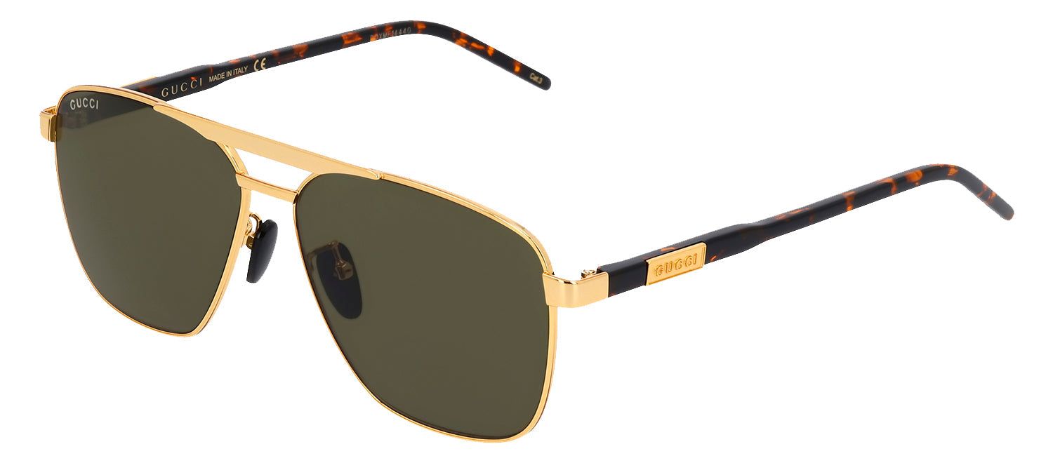 Gucci GG 1164S 004 Square Metal Gold Sunglasses with Green Lens sold by Gaffos