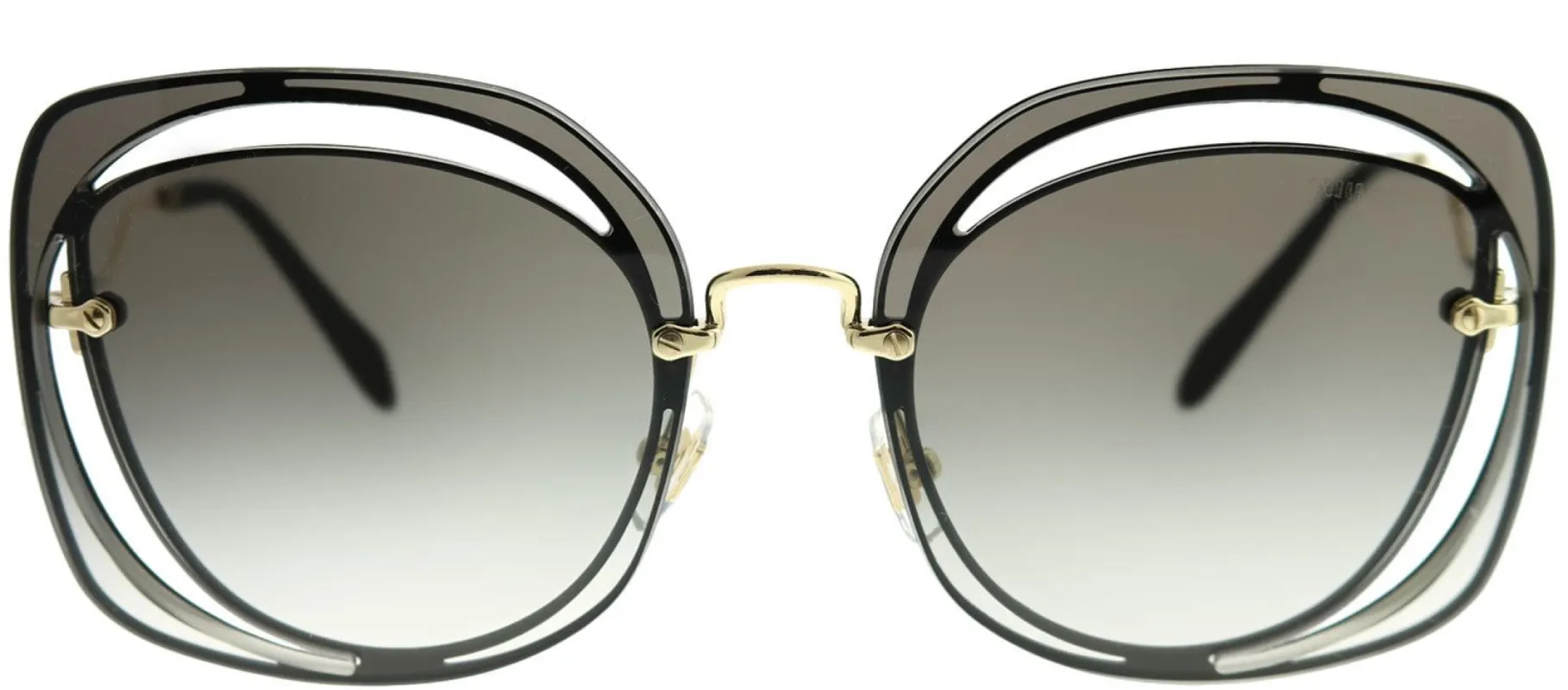 Miu Miu MU 54SS 1AB0A7 Fashion Metal Black Sunglasses with Grey Gradient Lens sold by Gaffos