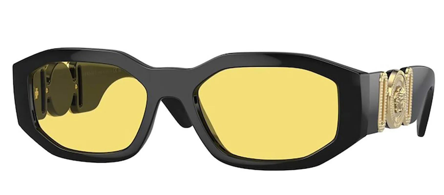 Versace VE 4361 GB1/85 Geometric Plastic Black Sunglasses with Yellow Lens sold by Gaffos