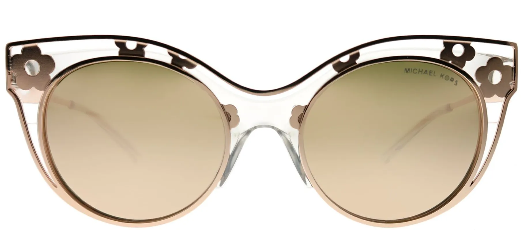 Michael Kors MK 1038 30505A Cat-Eye Metal Gold Sunglasses with Liquid Rose Gold Mirror Lens sold by Gaffos