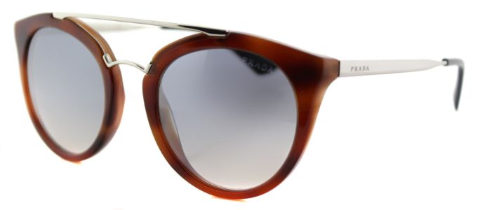 Prada Cinema PR 23SS USE5R0 Round Plastic Brown Sunglasses with Silver Mirror Lens sold by Gaffos