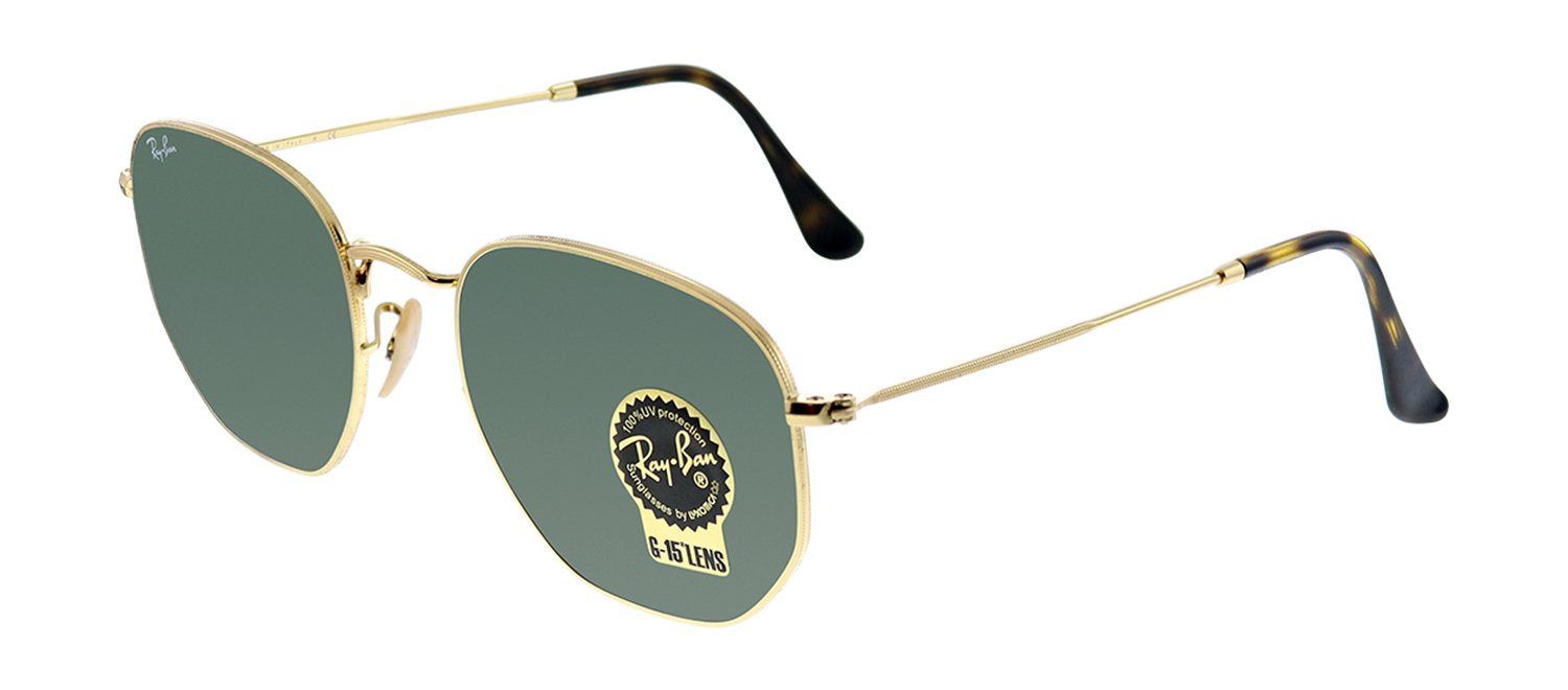 Ray-Ban RB 3548N 001 Geometric Metal Gold Sunglasses with Green Lens sold by Gaffos product image thumbnail 2