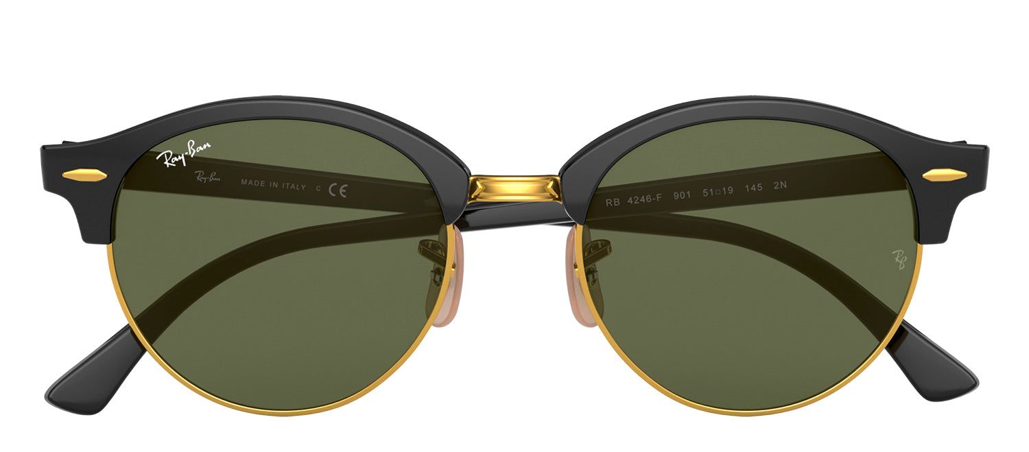 Ray-Ban RB 4246F 901 Round Plastic Black Sunglasses with Green Lens sold by Gaffos