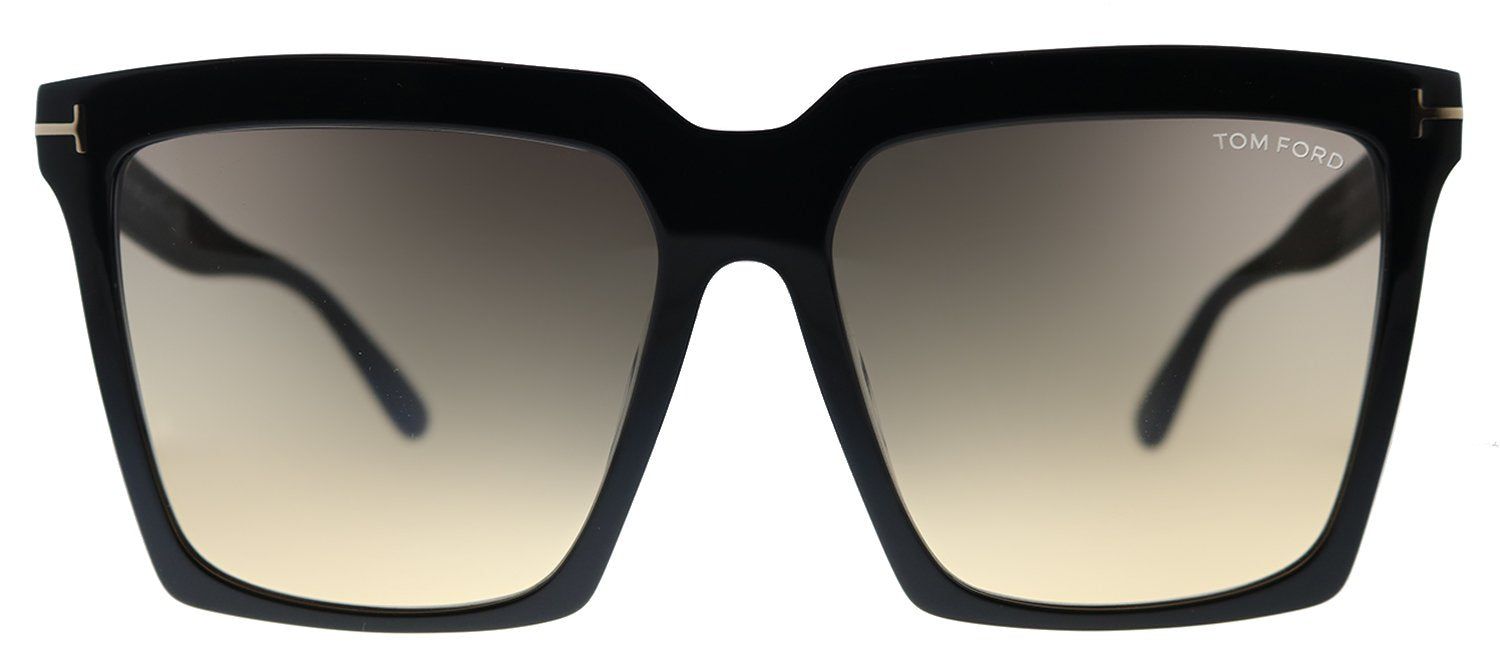 Tom Ford Sabrina-02 TF 764 01B Square Plastic Shiny Black Sunglasses with Yellow Gradient Lens sold by Gaffos