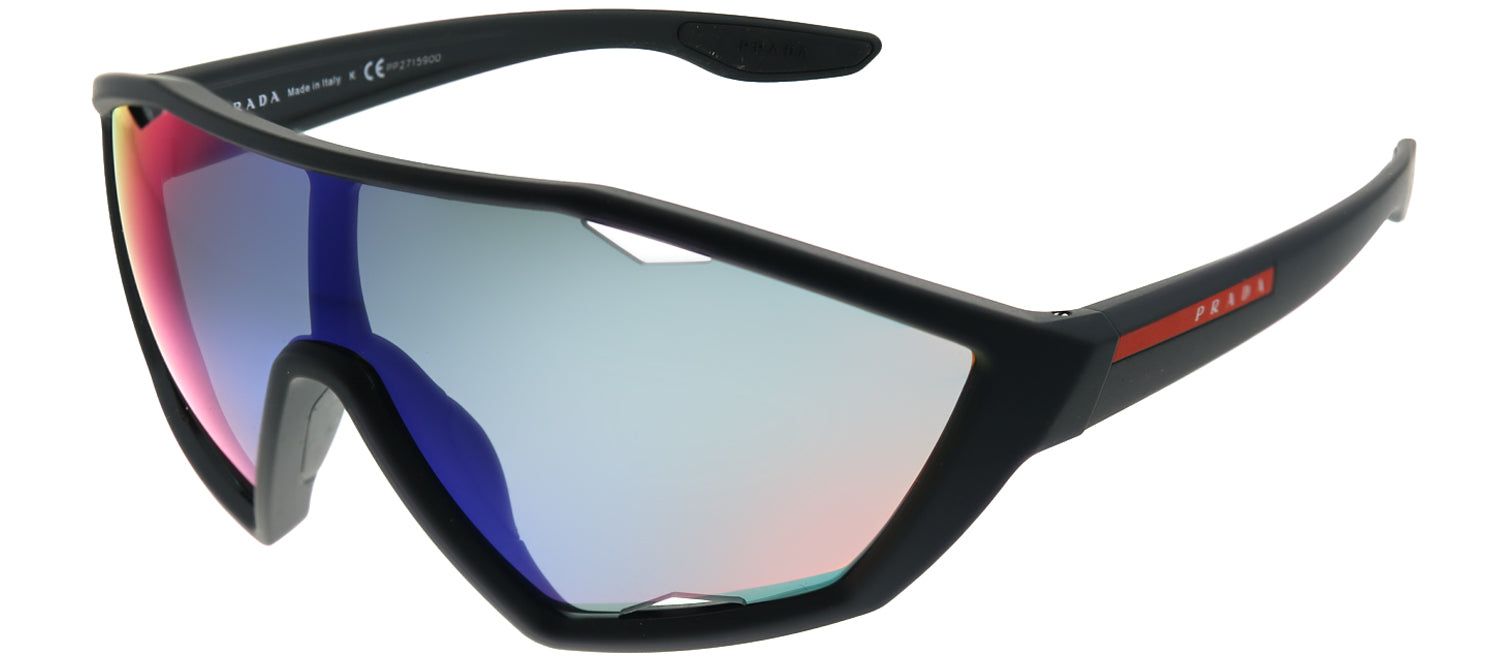 Prada Linea Rossa Active PS 10US DG09Q1 Sport Plastic Black Sunglasses with Blue Mirror Red Lens sold by Gaffos product image thumbnail 2