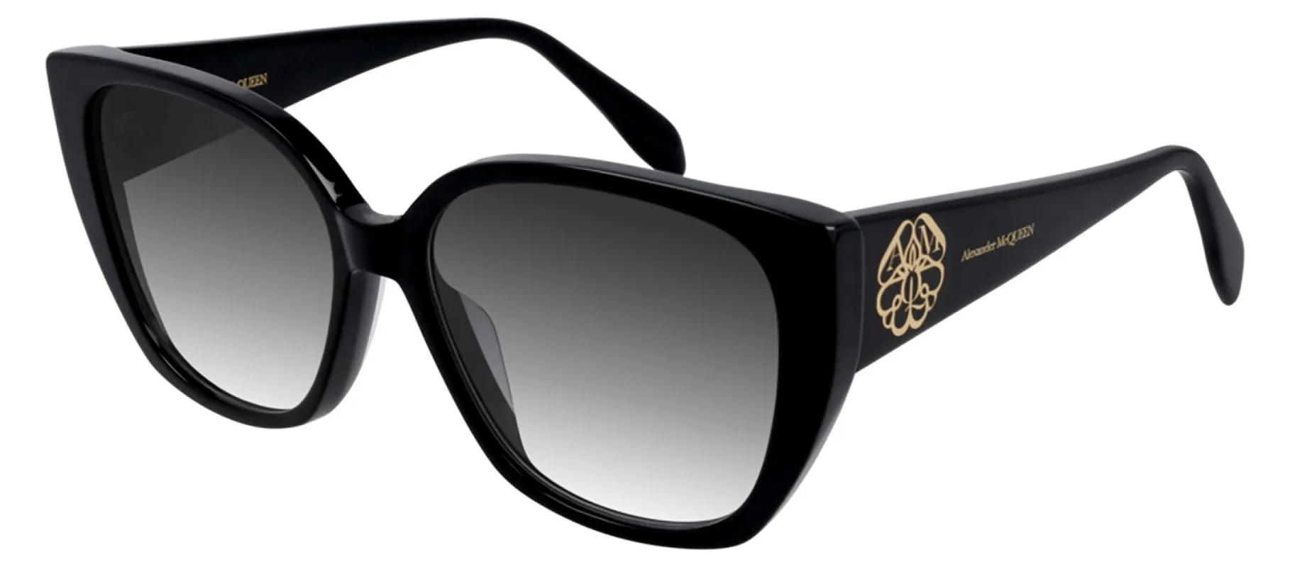 Alexander McQueen AM 0284S 002 Butterfly Acetate Black Sunglasses with Grey Gradient Lens sold by Gaffos