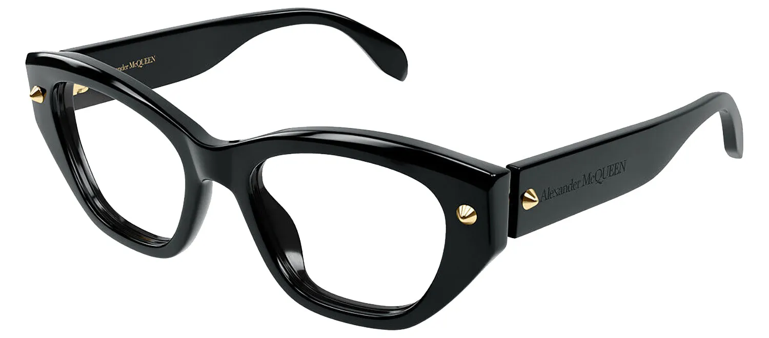 Alexander McQueen AM 0410O 001 Cat-Eye Plastic Black Eyeglasses with Logo Stamped Demo Lenses sold by Gaffos product image thumbnail 2