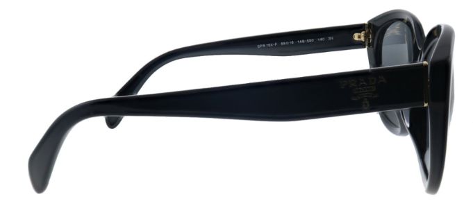 Prada PR 16XSF 1AB5S0 Oval Plastic Black Sunglasses with Grey Lens sold by Gaffos