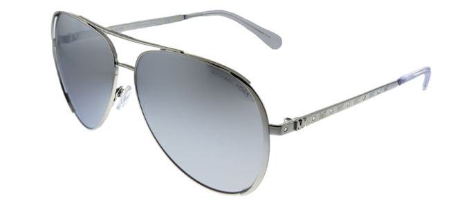 Michael Kors Chelsea Bright MK 1101B 11536G Aviator Metal Silver Sunglasses with Silver Mirror Lens sold by Gaffos