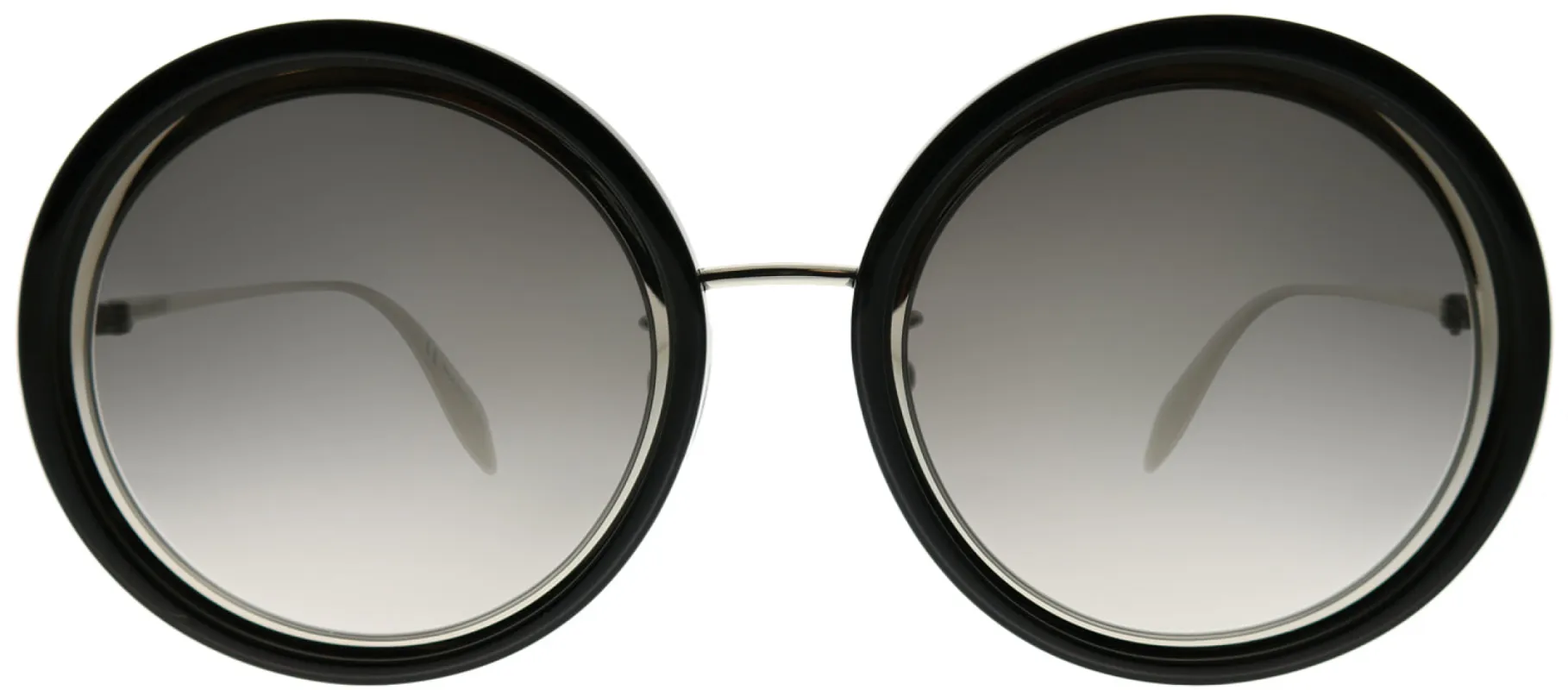 Alexander McQueen Edge AM 0150S 002 Round Acetate Black Sunglasses with Grey Gradient Lens sold by Gaffos