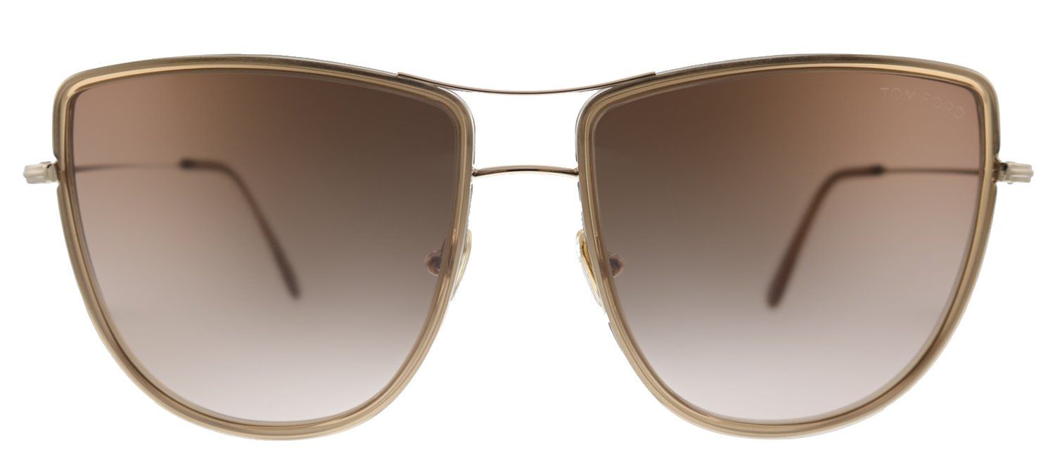 Tom Ford Tina TF 759 28F Square Metal Shiny Rose Gold Sunglasses with Brown Gradient Lens sold by Gaffos