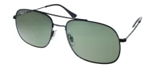 Ray-Ban RB 3595 90149A Square Metal Black Sunglasses with Green Polarized Lens sold by Gaffos