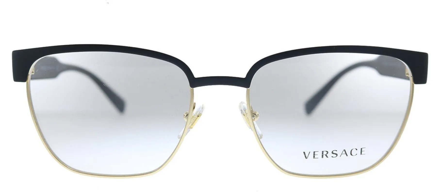 Versace VE 1264 1436 Oval Metal Matte Black Gold Eyeglasses with Demo Lens sold by Gaffos