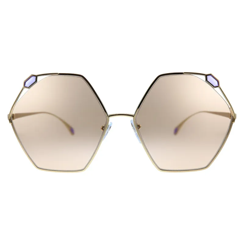Bvlgari BV 6160 2014/3 Geometric Metal Gold Sunglasses with Brown Lens made by Gaffos