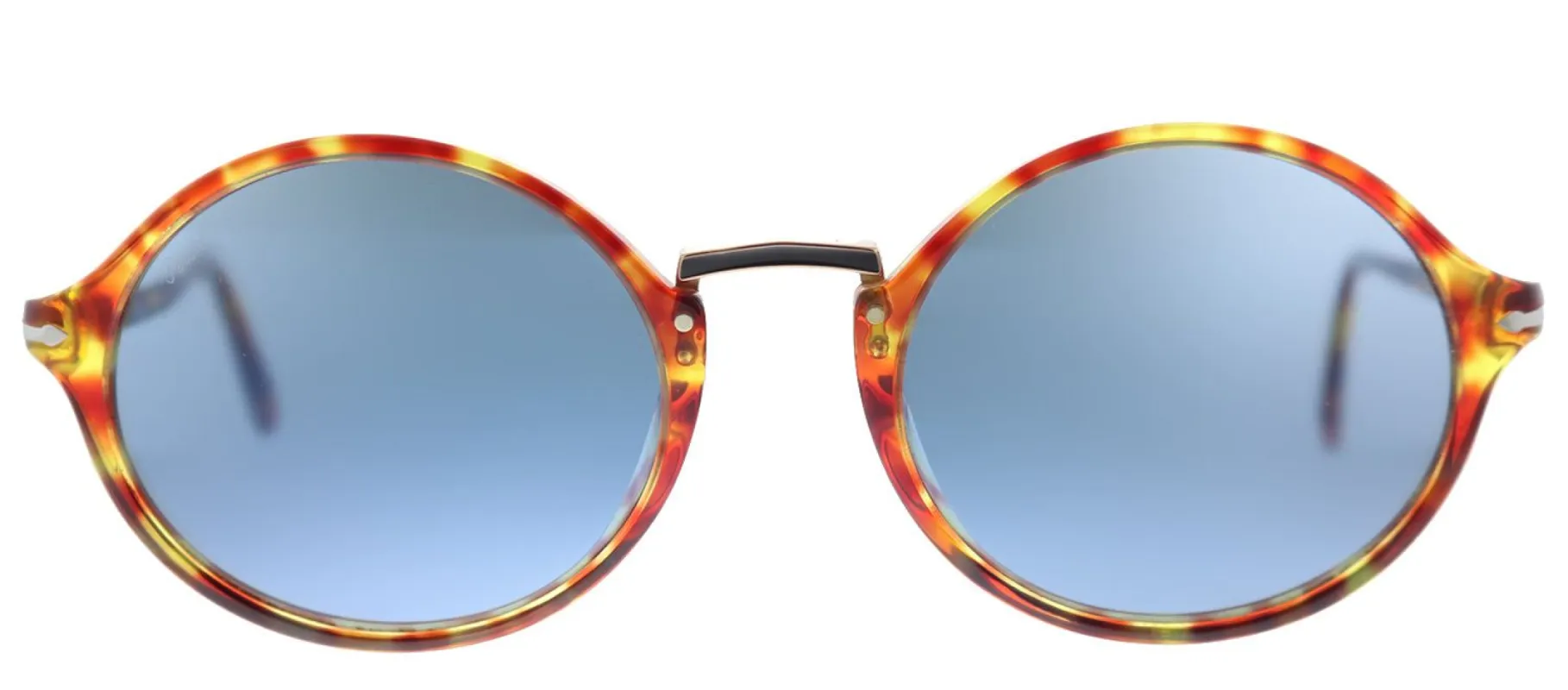 Persol PO 3208S 106056 Round Plastic Tortoise/ Havana Sunglasses with Blue Lens made by Gaffos