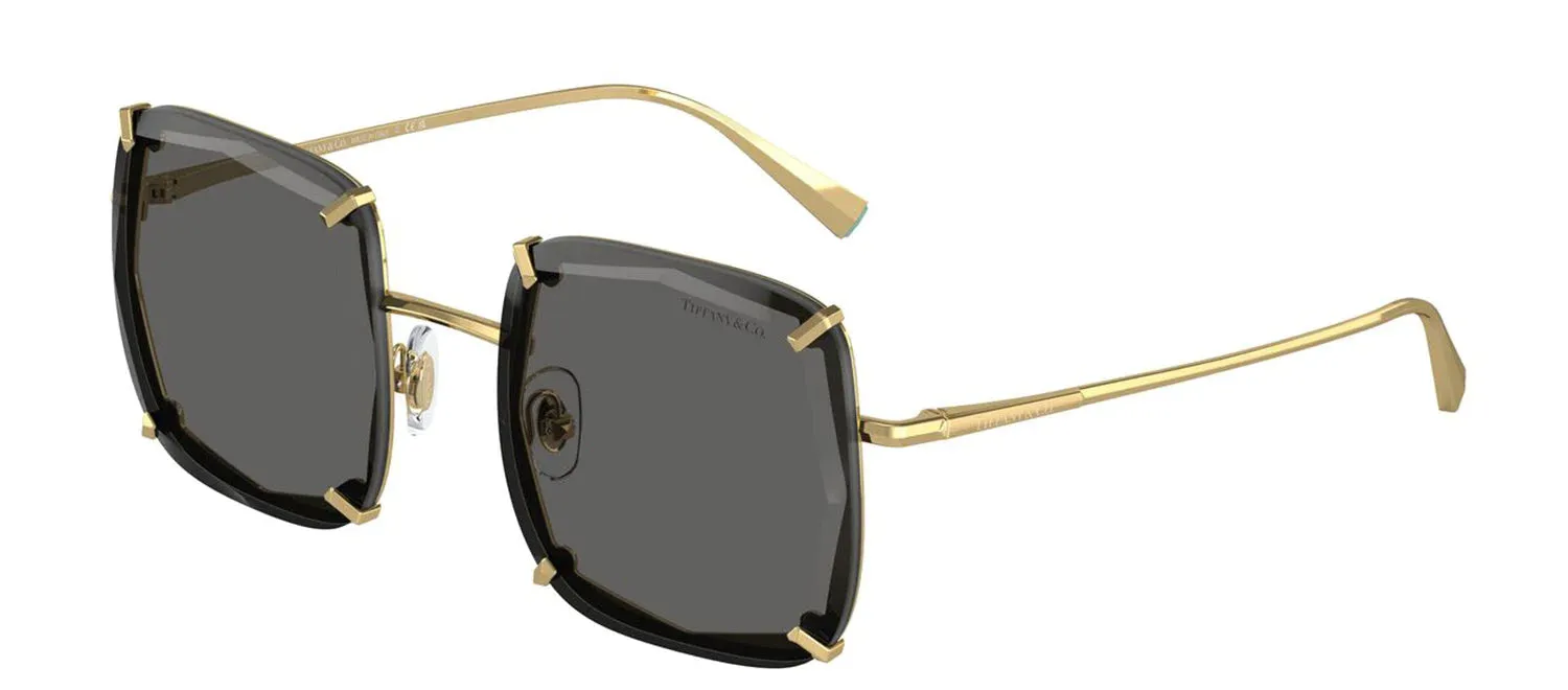 Tiffany & Co. TF 3089 6002S4 Square Metal Gold Sunglasses with Dark Grey Solid Color Lens sold by Gaffos