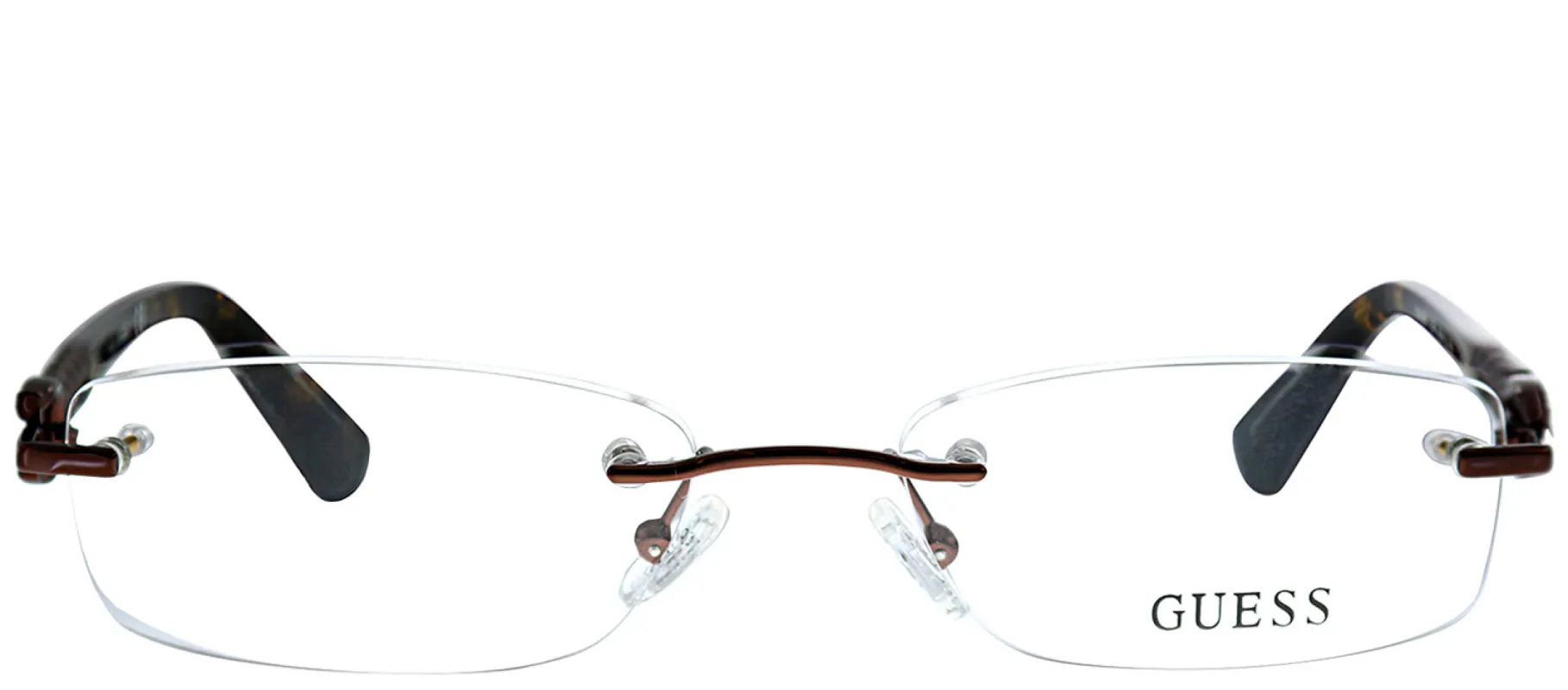 Guess GU 2557 049 Rimless Metal Brown Eyeglasses with Demo Lens sold by Gaffos