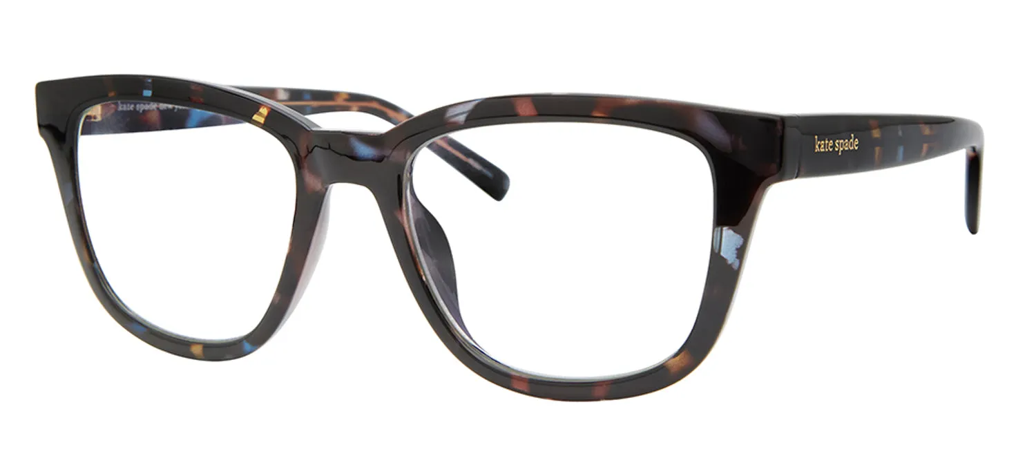Kate Spade KS Jazelle/BB JBW Square Plastic Havana Reading Glasses with Clear Blue Block Coating Lens sold by Gaffos