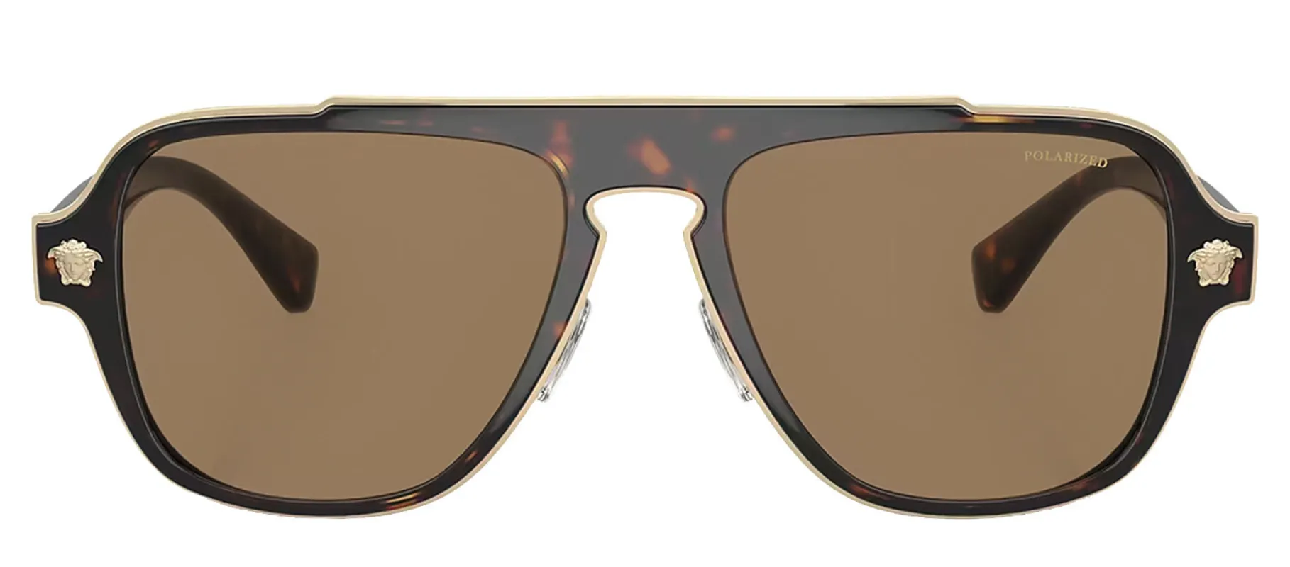 Versace VE 2199 1252LA Aviator Plastic Havana Sunglasses with Orange Polarized Lens made by Versace