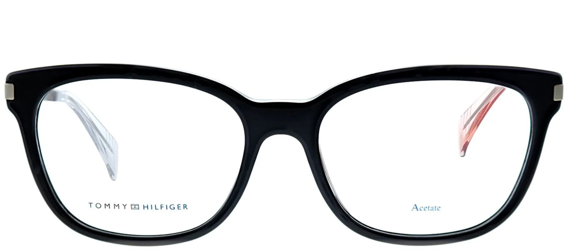 Tommy Hilfiger TH 1381 FB8 Square Plastic Black Eyeglasses with Demo Lens made by Gaffos