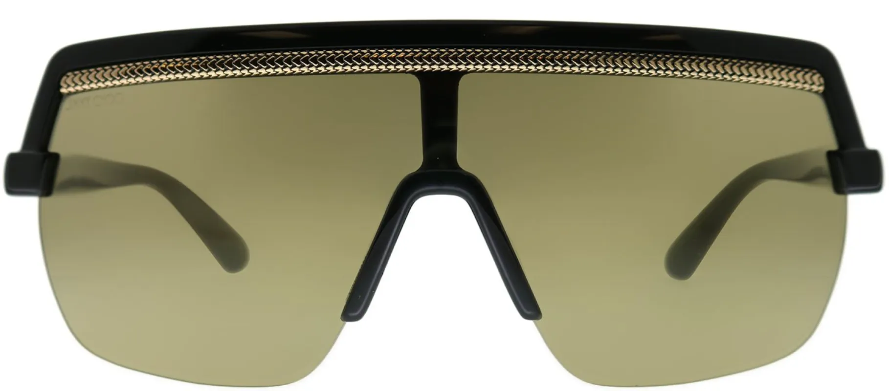 Jimmy Choo JC Pose 807 VP Shield Plastic Black Sunglasses with Gold Mirror Lens sold by Gaffos