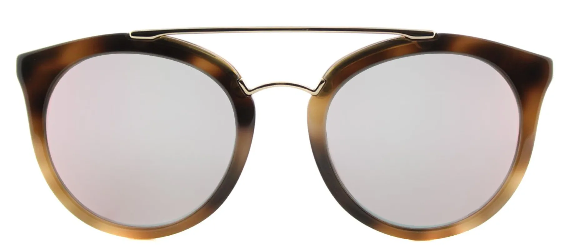 Prada PR 23SS USG5L2 Round Plastic Brown Sunglasses with Yellow Rose Mirror Lens sold by Gaffos