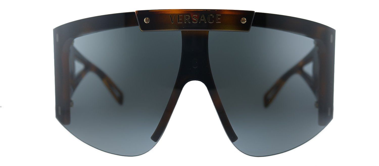 Versace VE 4393 521787 Shield Plastic Havana Sunglasses with Grey Lens sold by Gaffos