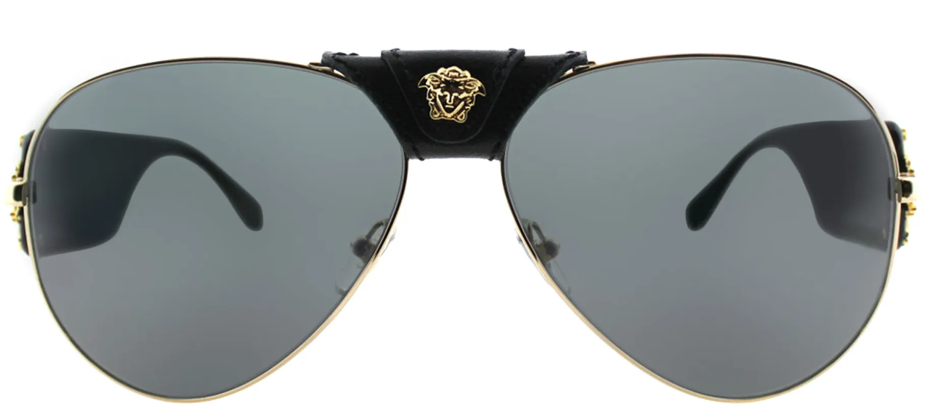 Versace VE 2150Q 100287 Baroque Aviator Metal Gold Sunglasses with Grey Lens sold by Gaffos