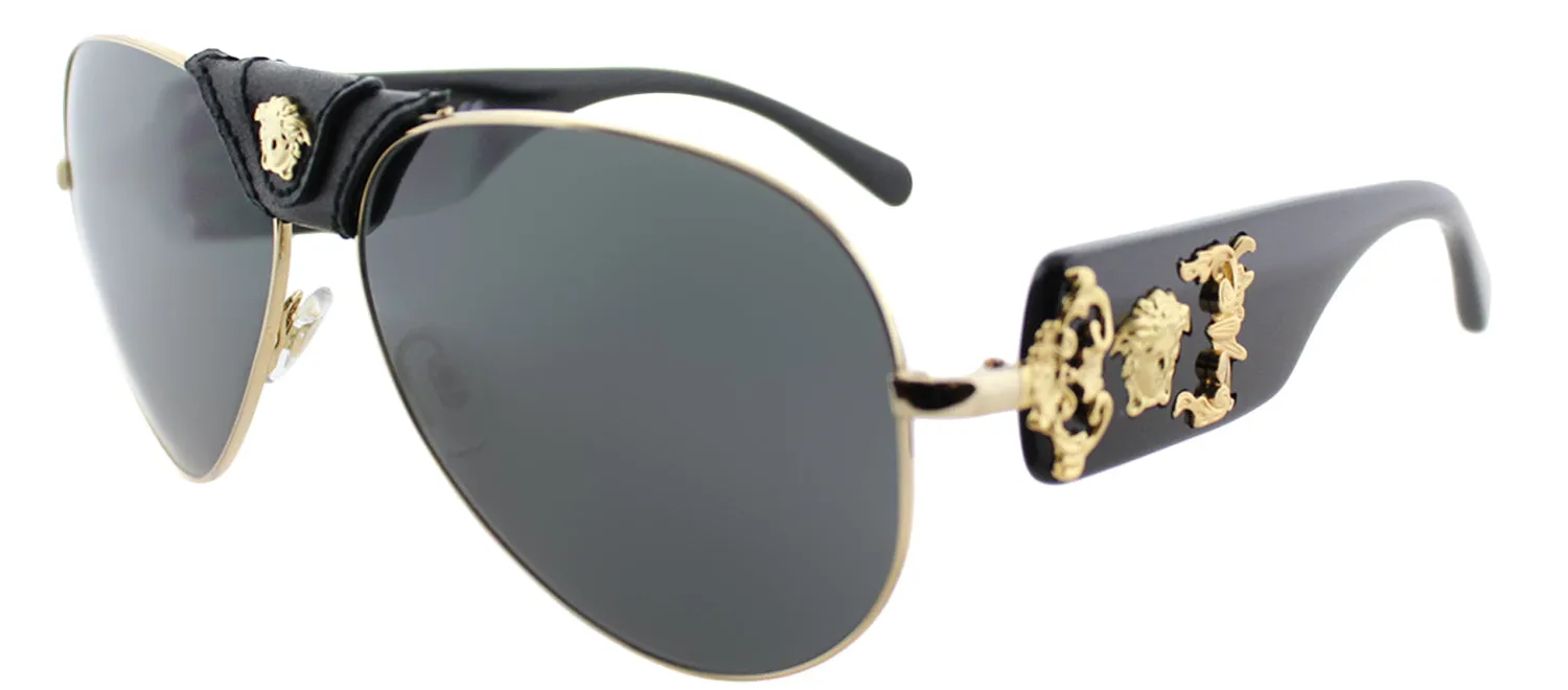 Versace VE 2150Q 100287 Baroque Aviator Metal Gold Sunglasses with Grey Lens sold by Gaffos product image thumbnail 2